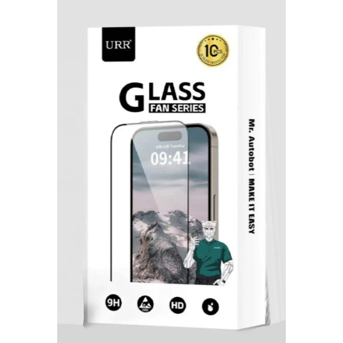 URR Apple iPhone 15 Pro Max Fan Series HD Antistatik Cam Ekran Koruyucu 10 Adet - Siyah
