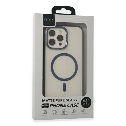 URR Apple iPhone 15 Pro Max PVDSS Lens Titanium Edge Magsafe Kapak - Lacivert