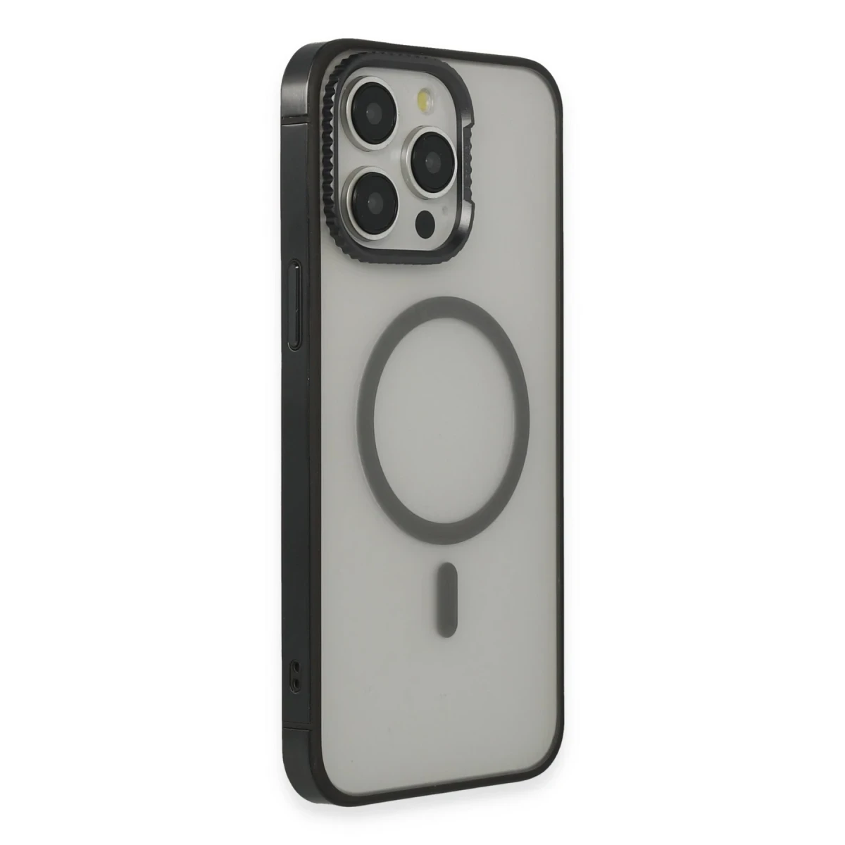 URR Apple iPhone 15 Pro Max PVDSS Lens Titanium Edge Magsafe Kapak - Siyah