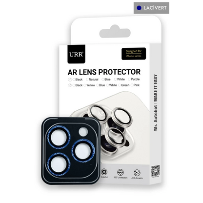 URR Apple iPhone 15 Pro Max Rhomb Snakeskin AR Kamera Lens Koruyucu - Lacivert