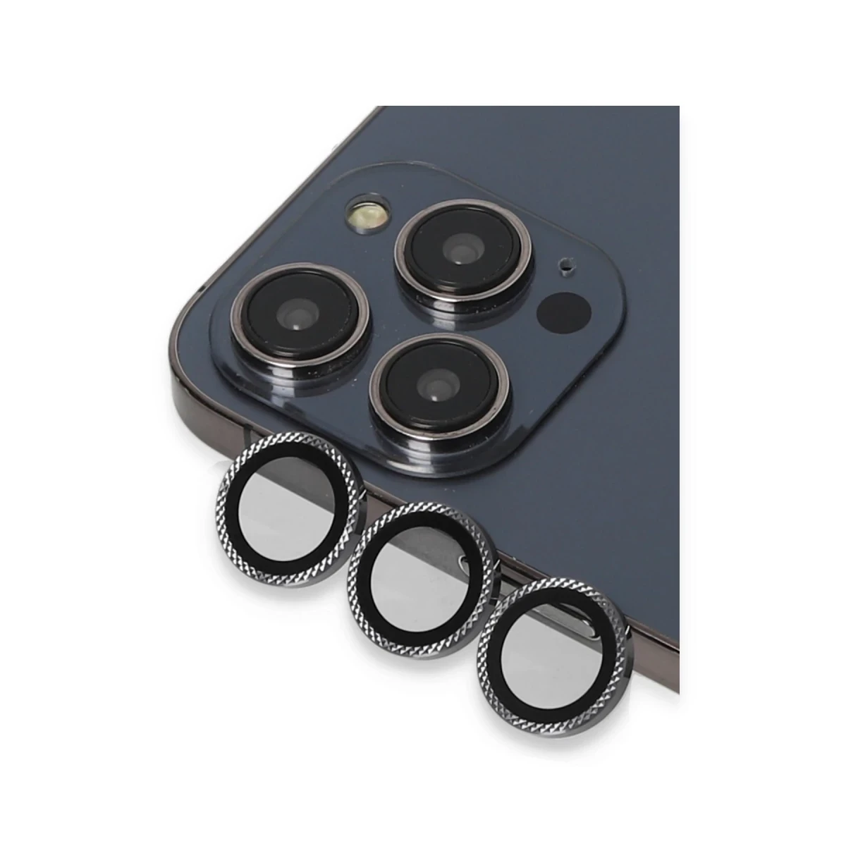 URR Apple iPhone 15 Pro Max Rhomb Snakeskin AR Kamera Lens Koruyucu - Natural Grey