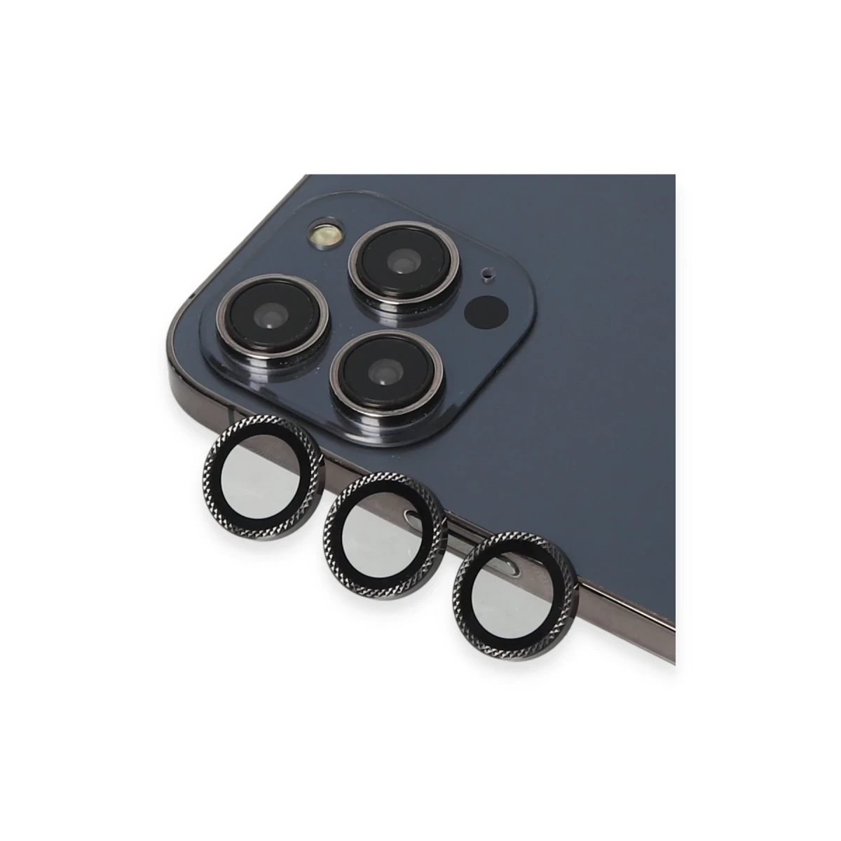 URR Apple iPhone 15 Pro Max Rhomb Snakeskin AR Kamera Lens Koruyucu - Siyah