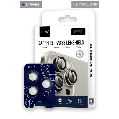 URR Apple iPhone 15 Pro Max Sapphire PVDSS Kamera Lens Koruyucu - Natural Grey