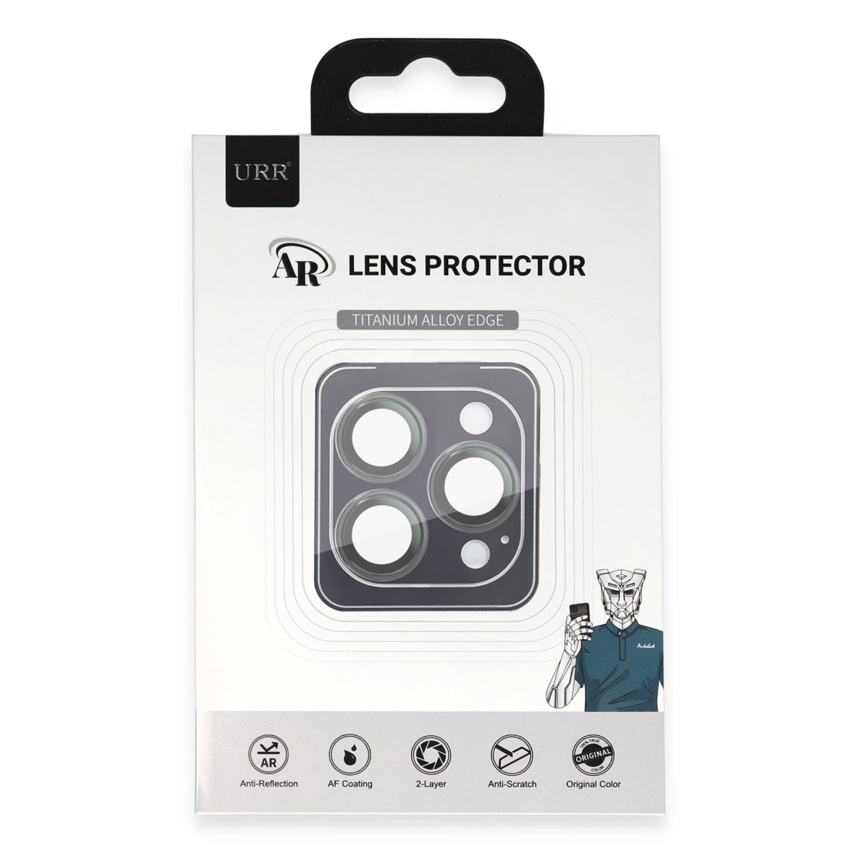 URR Apple iPhone 15 Pro Max Titanium Alloy AR Kamera Lens Koruyucu - Natural Grey