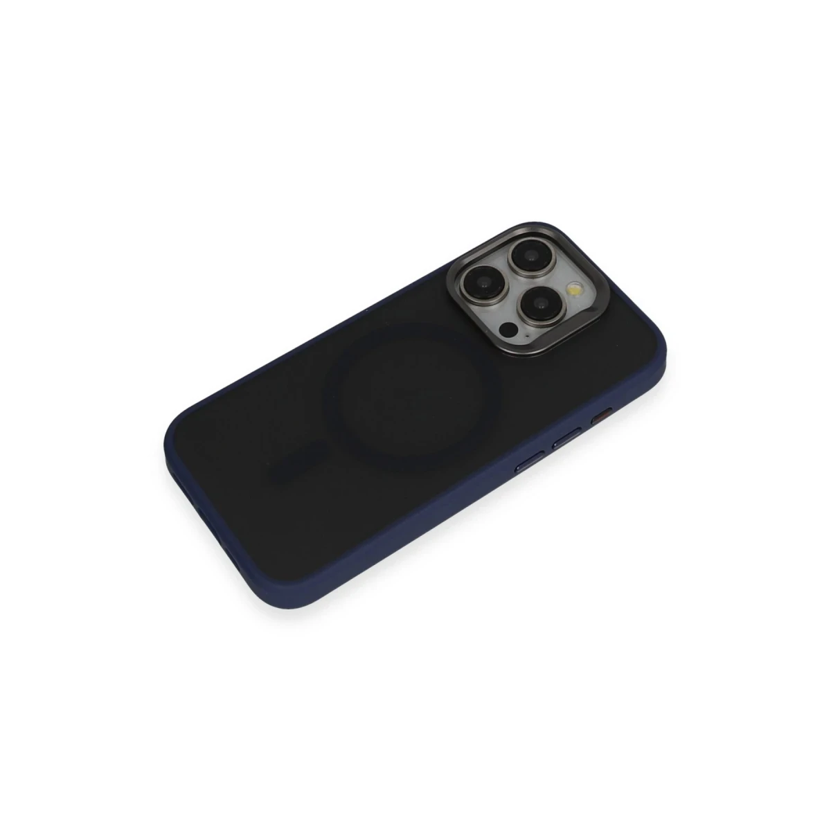 URR Apple iPhone 15 Pro Metal Frame Matte Magsafe Kapak - Lacivert