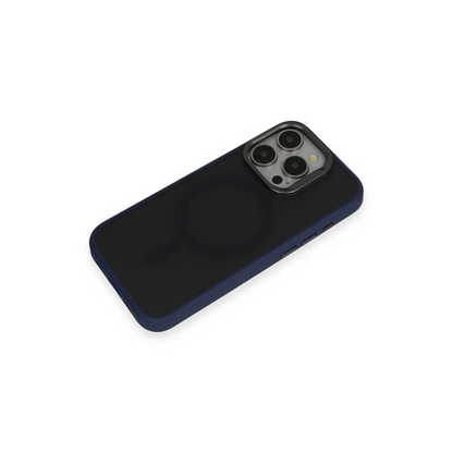 URR Apple iPhone 15 Pro Metal Frame Matte Magsafe Kapak - Lacivert