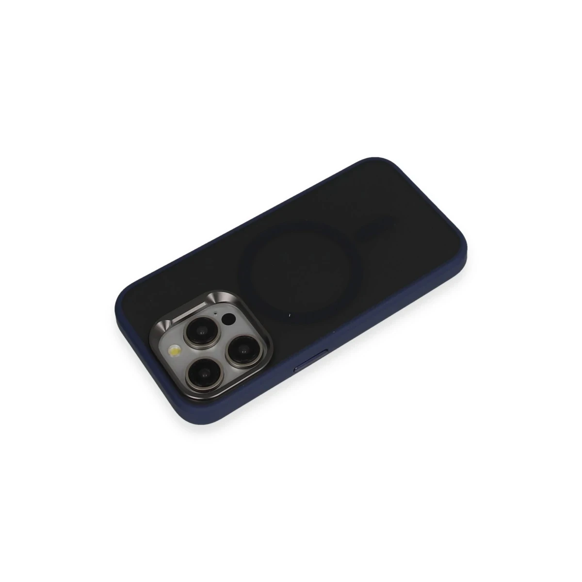 URR Apple iPhone 15 Pro Metal Frame Matte Magsafe Kapak - Lacivert