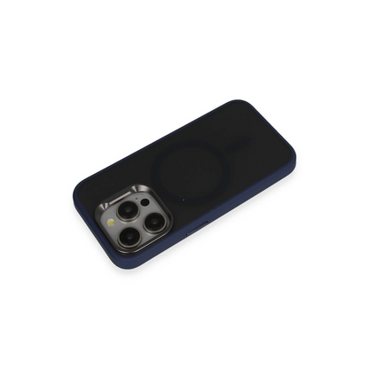 URR Apple iPhone 15 Pro Metal Frame Matte Magsafe Kapak - Lacivert