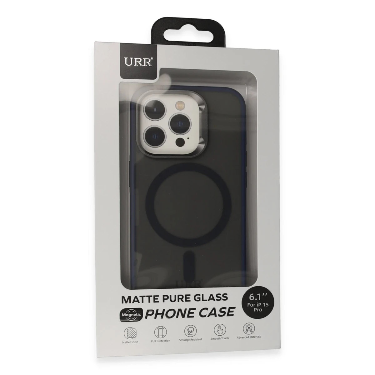 URR Apple iPhone 15 Pro Metal Frame Matte Magsafe Kapak - Lacivert