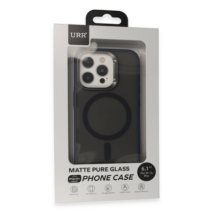 URR Apple iPhone 15 Pro Metal Frame Matte Magsafe Kapak - Lacivert