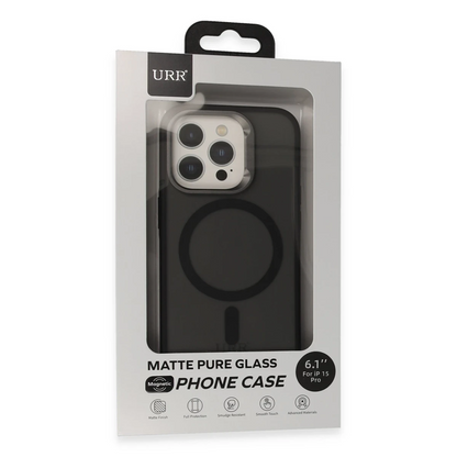 URR Apple iPhone 15 Pro Metal Frame Matte Magsafe Kapak - Siyah