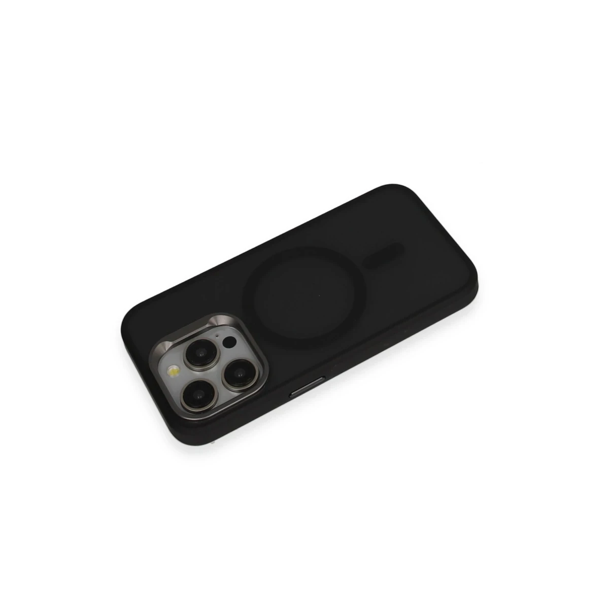 URR Apple iPhone 15 Pro Metal Frame Matte Magsafe Kapak - Siyah