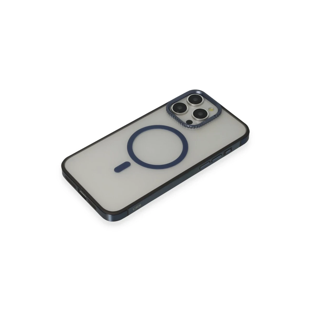 URR Apple iPhone 15 Pro PVDSS Lens Titanium Edge Magsafe Kapak - Lacivert