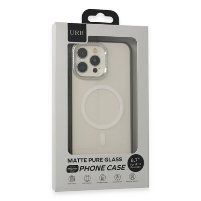 URR Apple iPhone 15 Pro PVDSS Lens Titanium Edge Magsafe Kapak - Titan Gri