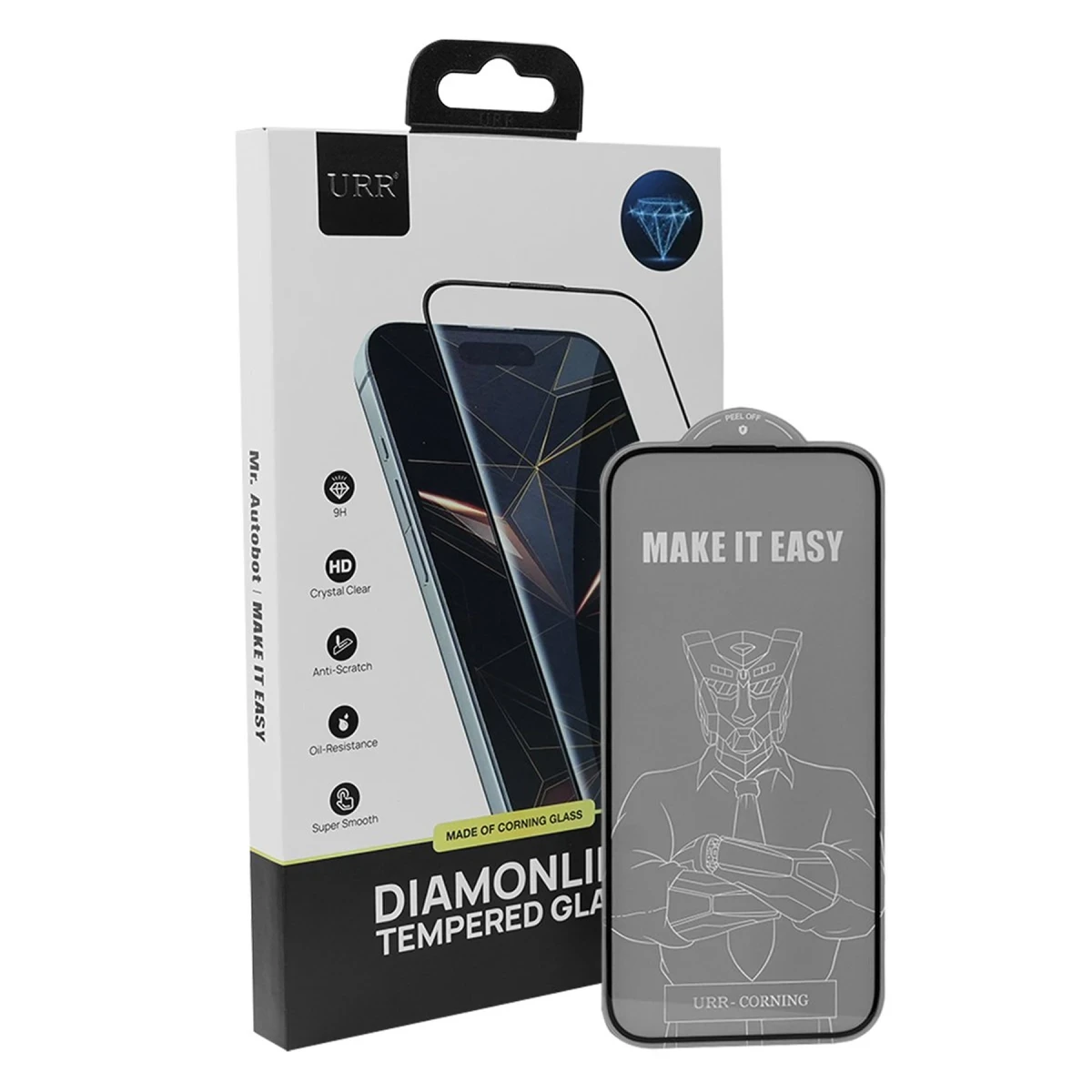 URR Apple iPhone 16 Diamonlike Corning Glass 3X Shatterproof Sapphire Cam Ekran Koruyucu - Siyah