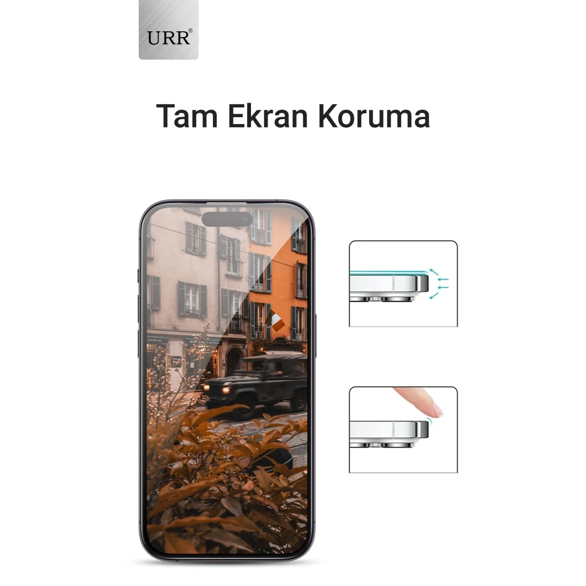 URR Apple iPhone 16 Pro 3D Privacy Resin Edge Cam Ekran Koruyucu - Siyah