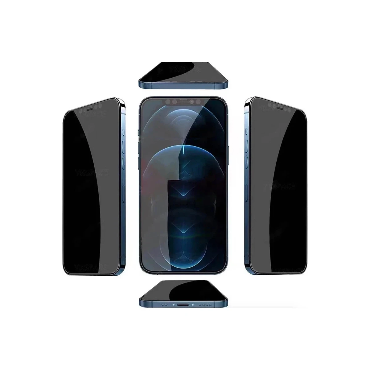 URR Apple iPhone 16 Pro 4 Way Anti Spy 360 Privacy Cam Ekran Koruyucu - Siyah