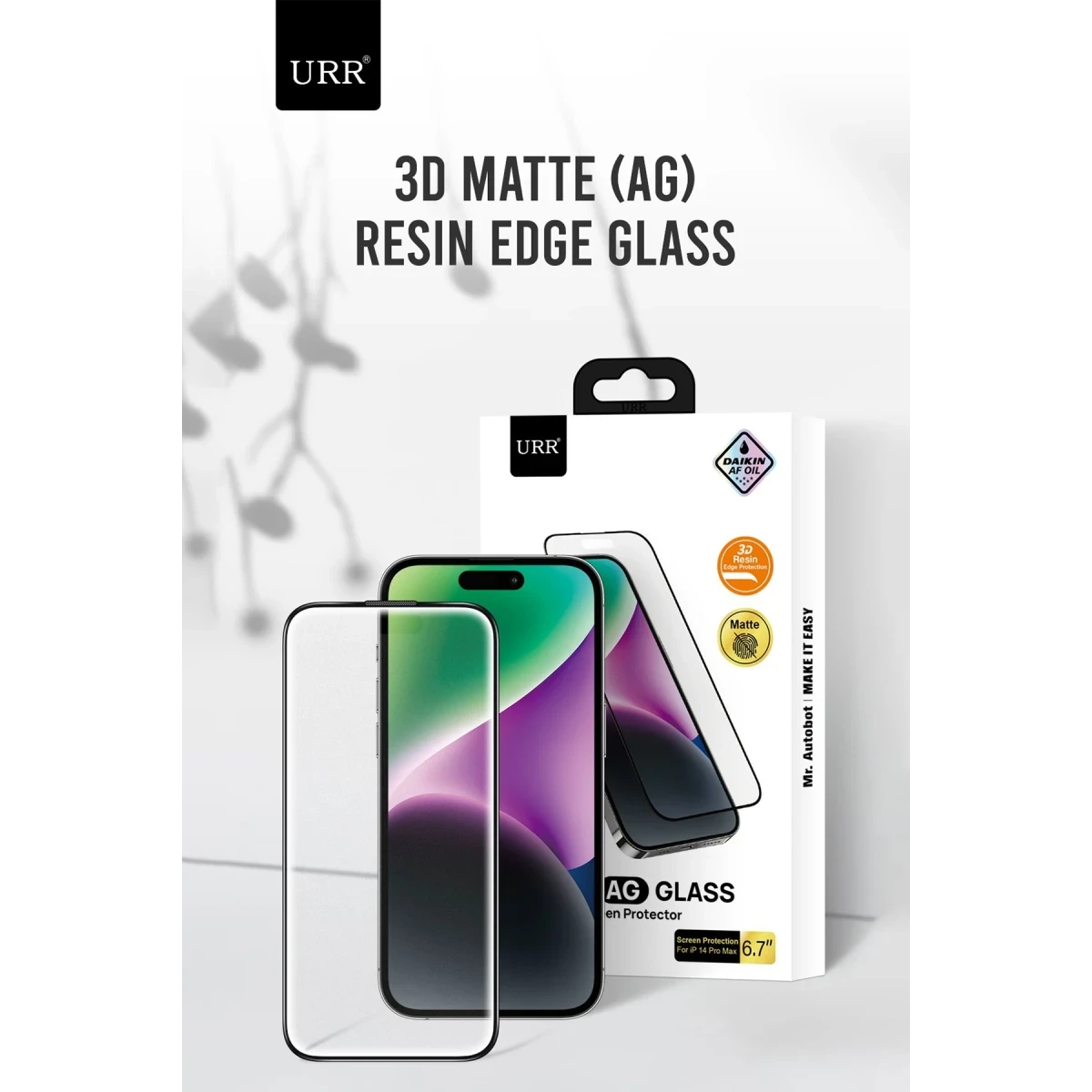 URR Apple iPhone 16 Pro Max 3D Matte Antiglare Resin Edge Cam Ekran Koruyucu - Siyah