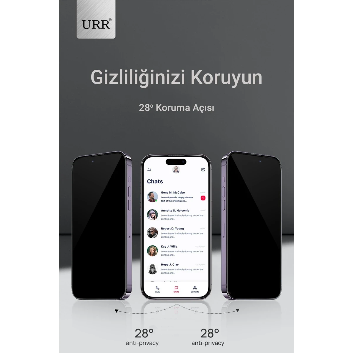 URR Apple iPhone 16 Pro Max 3D Privacy Resin Edge Cam Ekran Koruyucu - Siyah