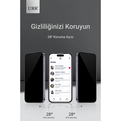 URR Apple iPhone 16 Pro Max 3D Privacy Resin Edge Cam Ekran Koruyucu - Siyah