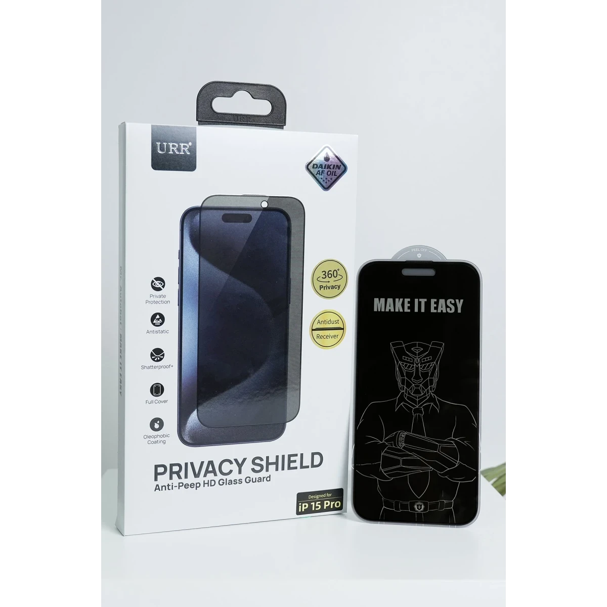 URR Apple iPhone 16 Pro Max 4 Way Anti Spy 360 Privacy Cam Ekran Koruyucu - Siyah