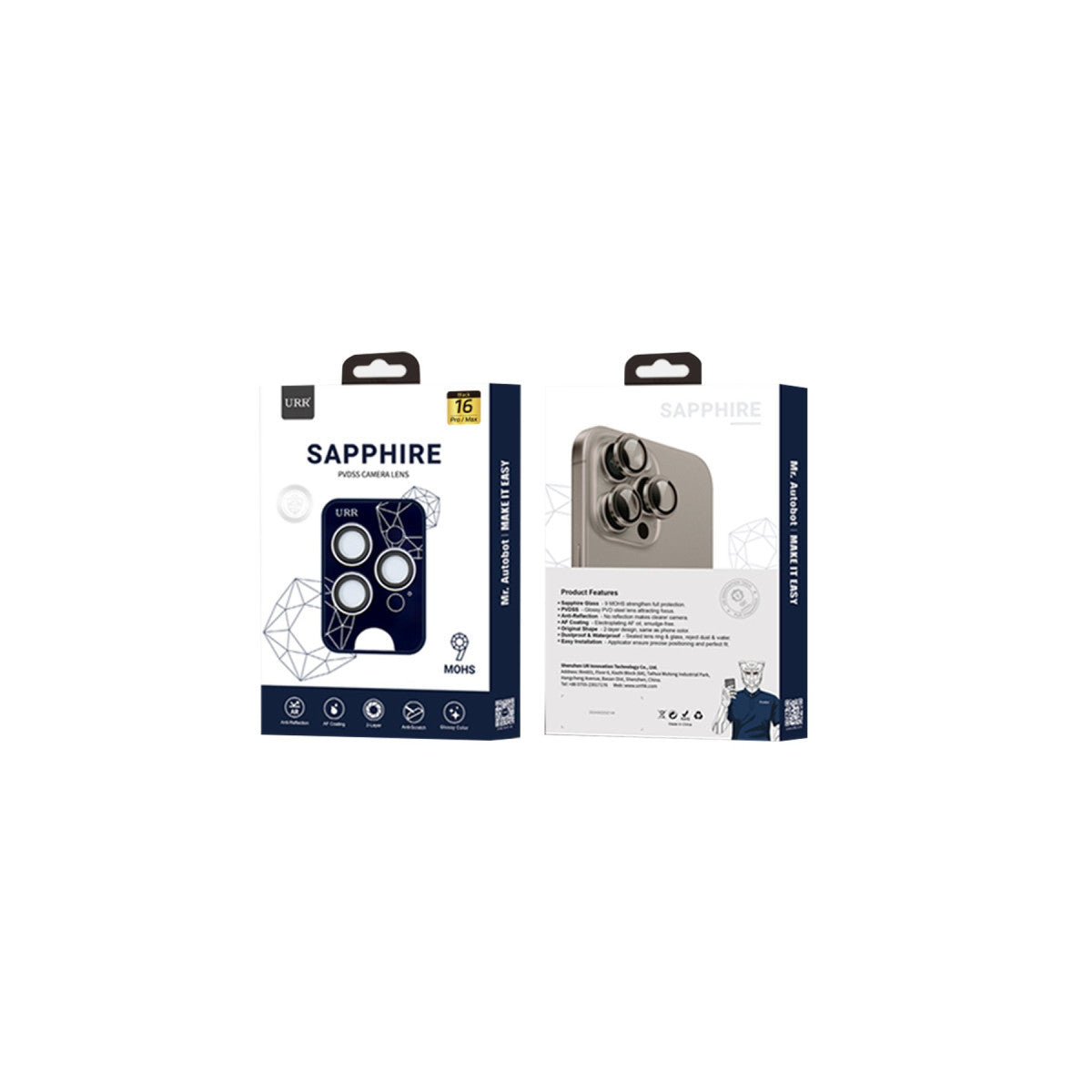 URR Apple iPhone 16 Pro Max Sapphire PVDSS Kamera Lens Koruyucu