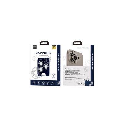 URR Apple iPhone 16 Pro Max Sapphire PVDSS Kamera Lens Koruyucu - Siyah