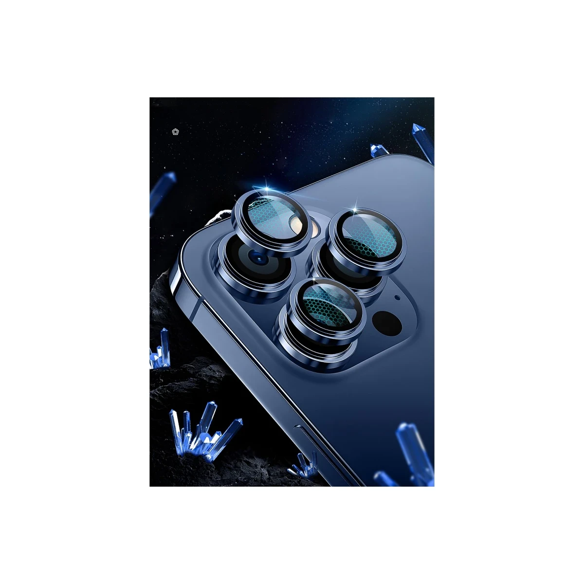 URR Apple iPhone 16 Pro Max Sapphire PVDSS Kamera Lens Koruyucu - Siyah