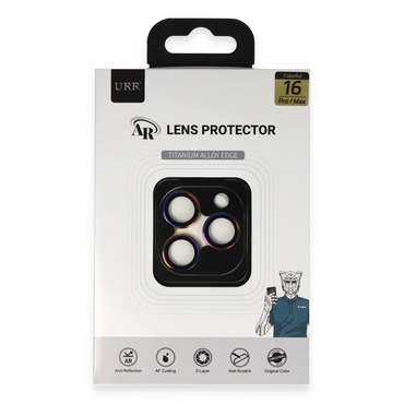 URR Apple iPhone 16 Pro Max Titanium Alloy AR Kamera Lens Koruyucu - Rainbow