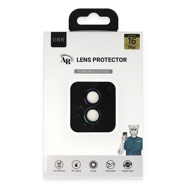 URR Apple iPhone 16 Titanium Alloy AR Kamera Lens Koruyucu - Rainbow