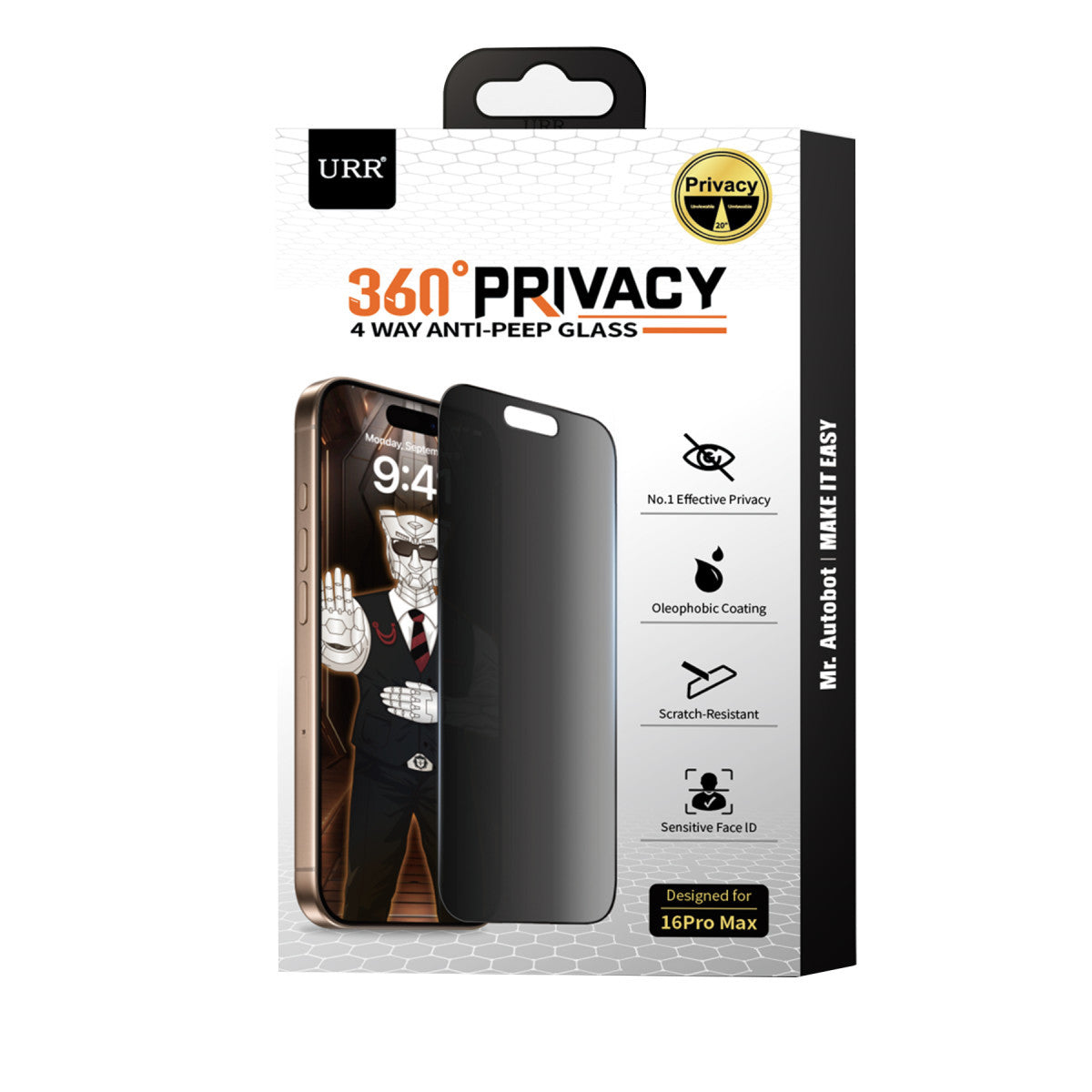 URR Apple iPhone 17 Pro Max 4 Way Anti Spy 360 Privacy Cam Ekran Koruyucu