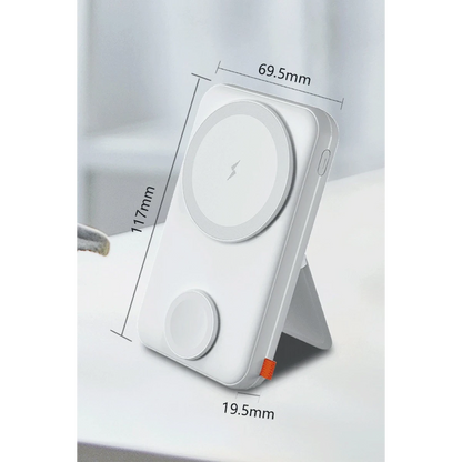 URR Multipurpose 20W 10.000 mAh Dijital Şarj Göstergeli Telefon ve Saat İçin Kablosuz Şarj Magsafe Powerbank - Siyah
