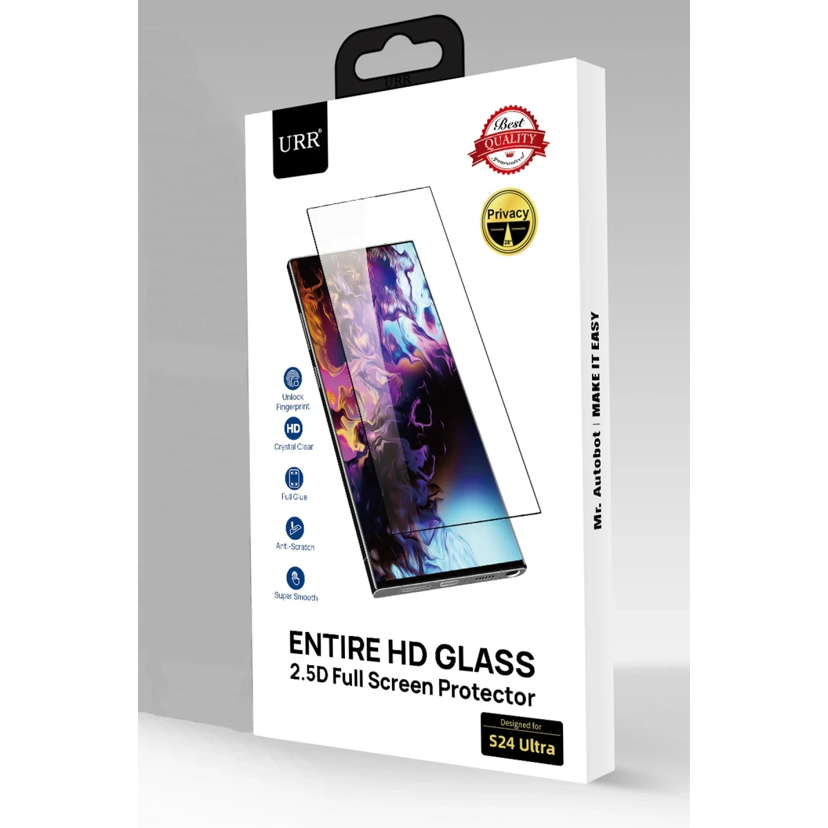 URR Samsung Galaxy S24 Ultra 2.5Dº Entire HD Privacy Cam Ekran Koruyucu - Siyah
