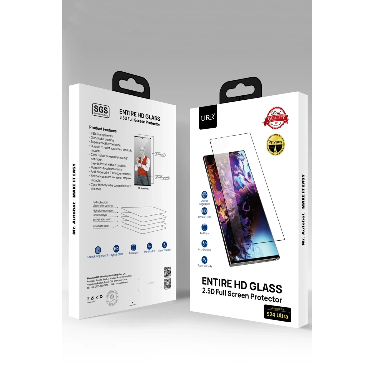 URR Samsung Galaxy S24 Ultra 2.5Dº Entire HD Privacy Cam Ekran Koruyucu - Siyah