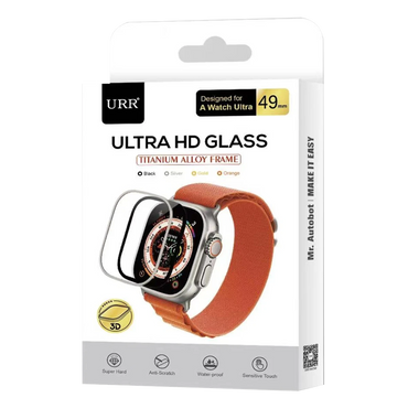 URR Apple Watch Ultra 2 49mm 3D Full Glue 2in1 Saat Cam Ekran Koruyucu - Siyah