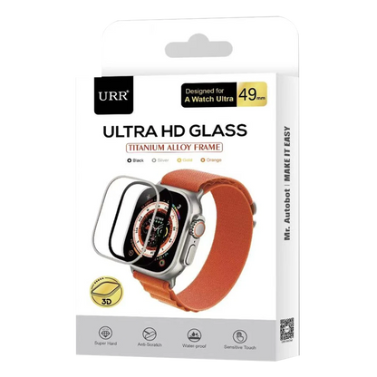 URR Apple Watch Ultra 2 49mm 3D Full Glue 2in1 Saat Cam Ekran Koruyucu - Siyah