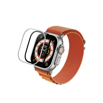 URR Apple Watch Ultra 2 49mm 3D Full Glue 2in1 Saat Cam Ekran Koruyucu - Siyah