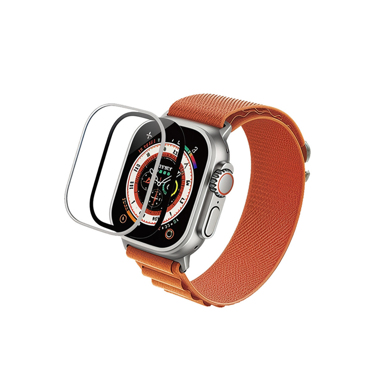 URR Apple Watch Ultra 2 49mm 3D Full Glue 2in1 Saat Cam Ekran Koruyucu
