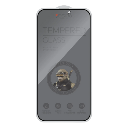 Yesido Apple iPhone 15 TG27 Hayalet Cam Ekran Koruyucu - Siyah