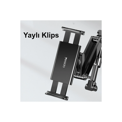 Yesido C117 360 Derece Ayarlanabilir Klipsli Koltuk Arkası Telefon Tablet Tutucu - Siyah