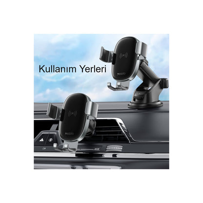 Yesido C123 Vantuzlu 15W Kablosuz Şarjlı Araç Tutucu