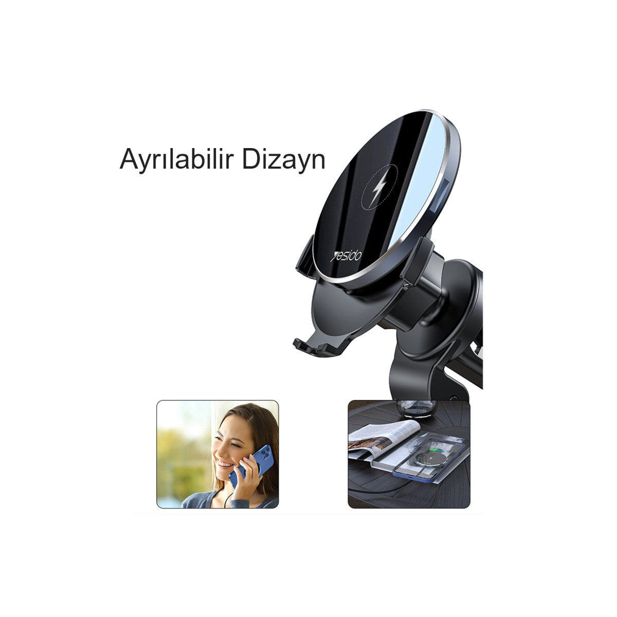 Yesido C131 Izgara Klipsli 15W Kablosuz Şarjlı Magsafe Araç Tutucu