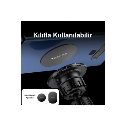 Yesido C154 Izgara Klipsli Manyetik Magsafe Araç Tutucu - Siyah