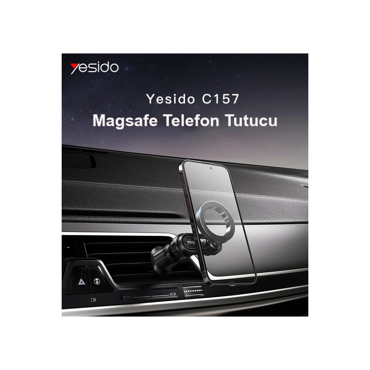 Yesido C157 Ayarlanabilir Izgara Klipsli Manyetik Magsafe Araç Tutucu - Siyah