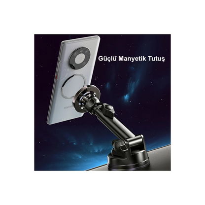 Yesido C158 2in1 Izgara Klipsli ve Vantuzlu 360 Derece Ayarlanabilir Manyetik Magsafe Araç Tutucu - Siyah