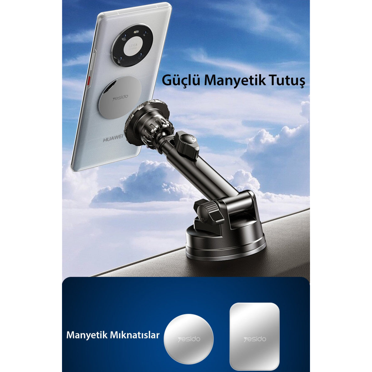 Yesido C160 360 Derece Ayarlanabilir Vantuzlu Manyetik Magsafe Araç Tutucu