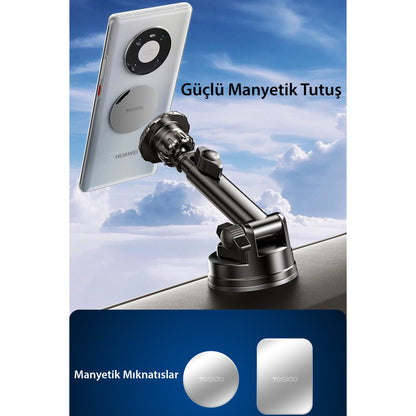 Yesido C160 360 Derece Ayarlanabilir Vantuzlu Manyetik Magsafe Araç Tutucu