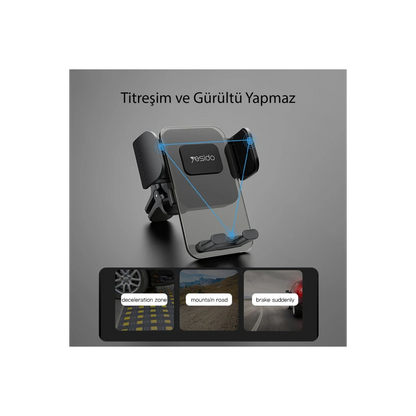 Yesido C163 Izgara Klipsli 360 Derece Ayarlanabilir Araç Tutucu - Siyah