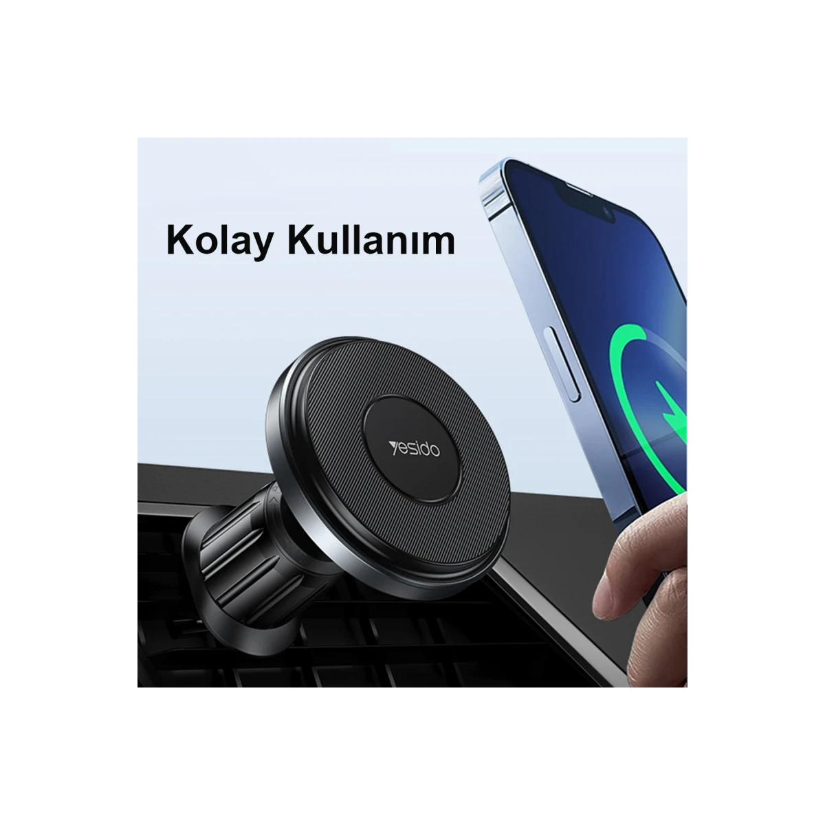 Yesido C190 Izgara Klipsli 15W Kablosuz Şarjlı Magsafe Araç Tutucu - Siyah