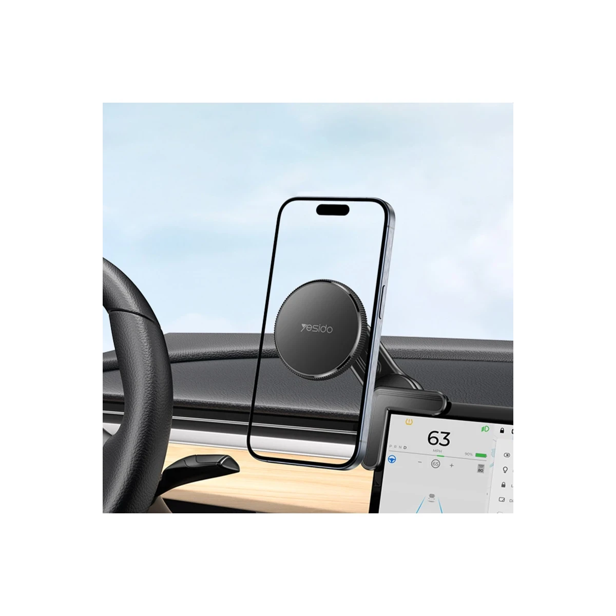 Yesido C213 360 Derece Ayarlanabilir Araç CarPlay Ekranına Sabitlenen Magsafe Araç Tutucu - Siyah